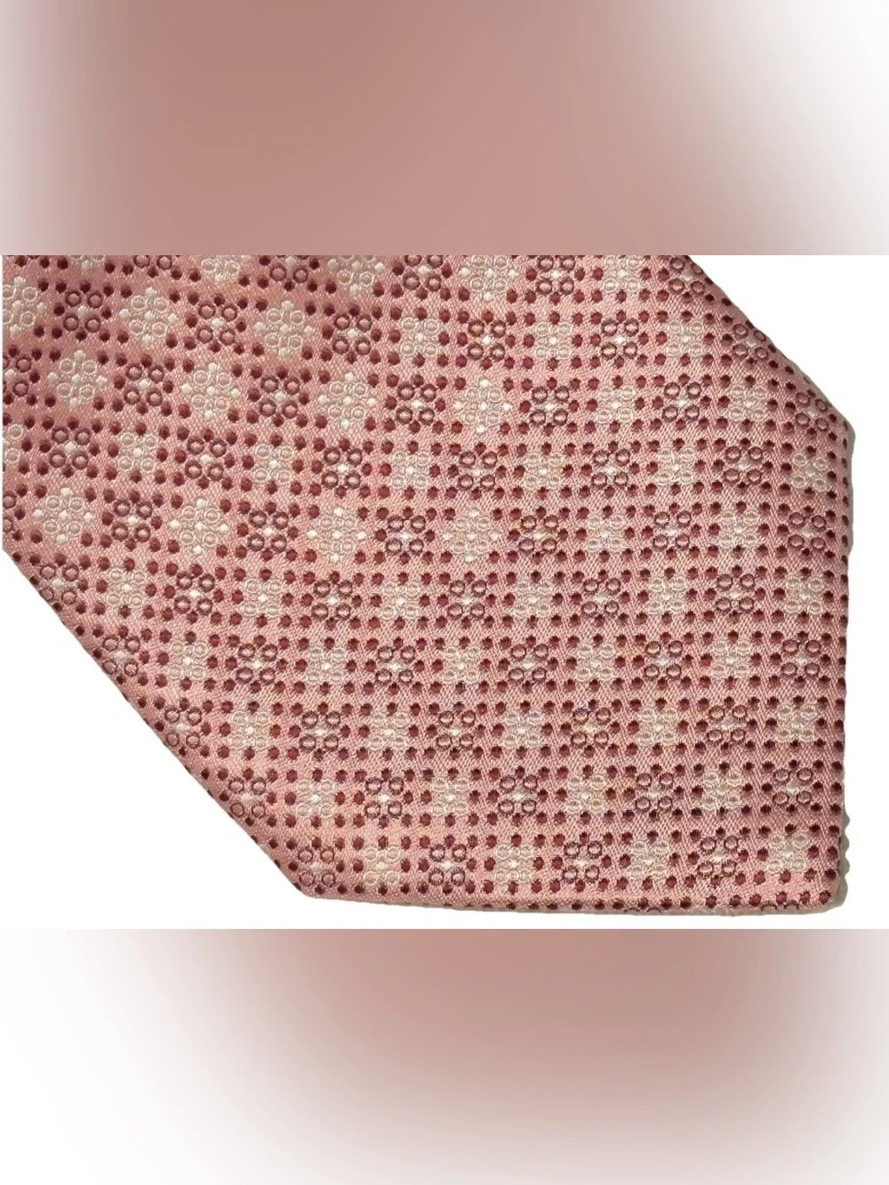 $350 NEW BRIONI TIE HANDMADE SOFT PINK CASCADING SQUARES